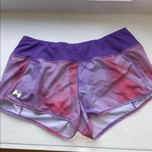 Purple striped Under Armour workout shorts